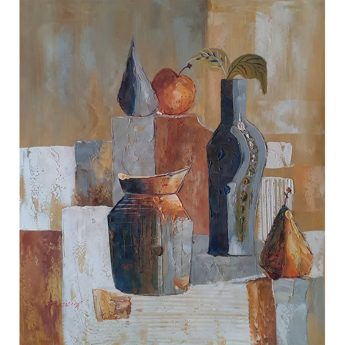 Comprar bodegón cuadro moderno pintado a mano con técnica de espátula