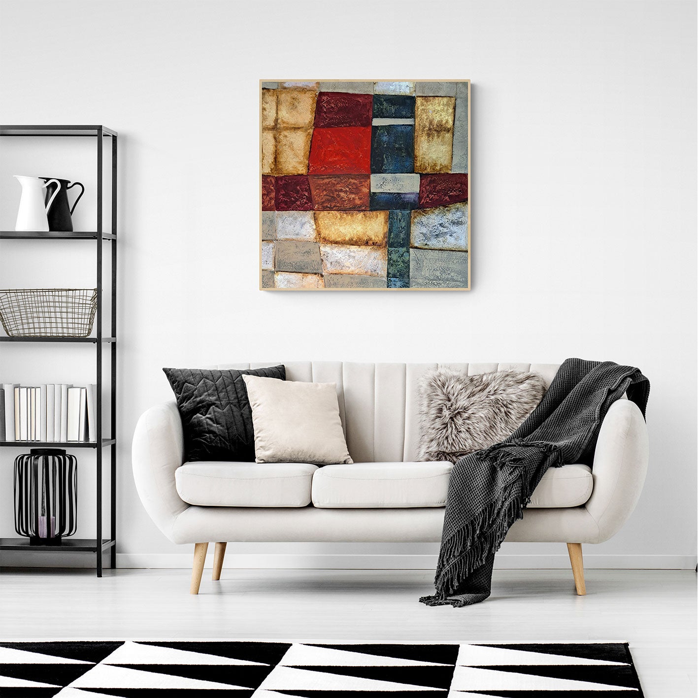 Cuadro moderno oros y platas multicolor