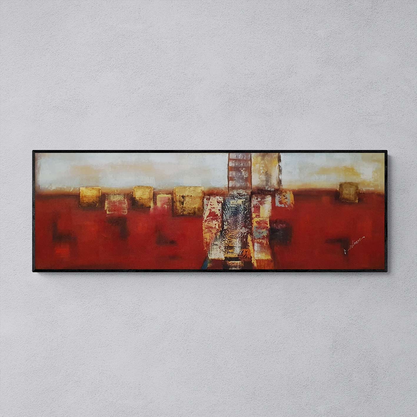 Cuadro para cabezero abstracto rojo