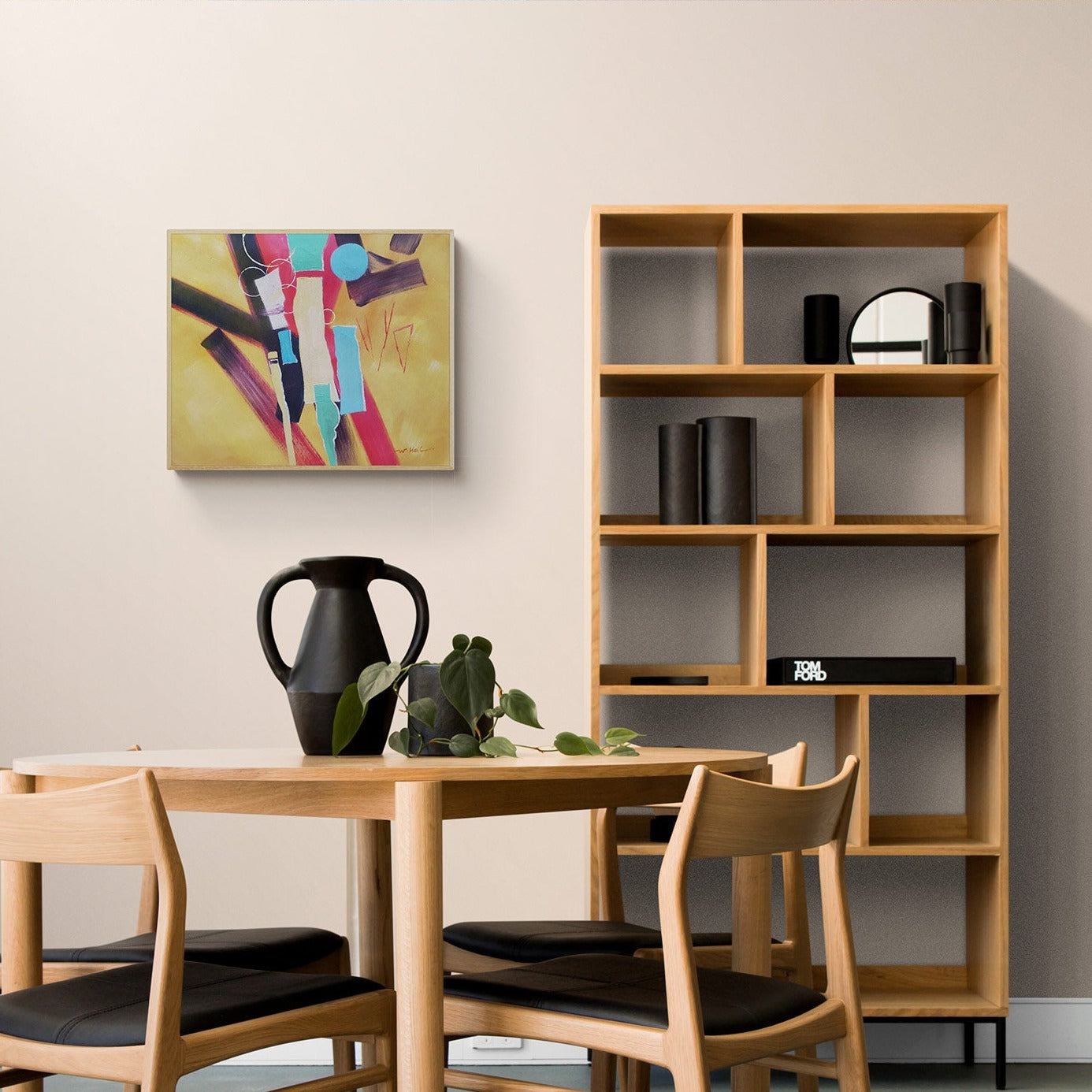 Cuadro abstracto original con formas geométricas ideal para la decoración de salón, comedor o dormitorio