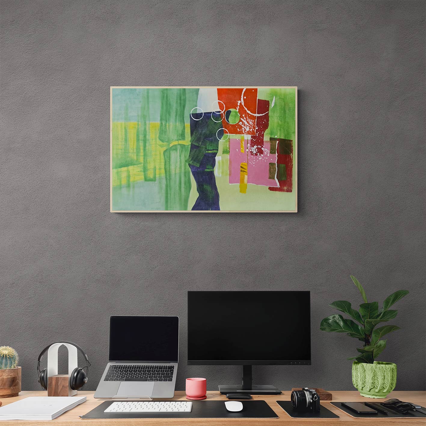 Cuadro Abstracto Verde 90x60 cm