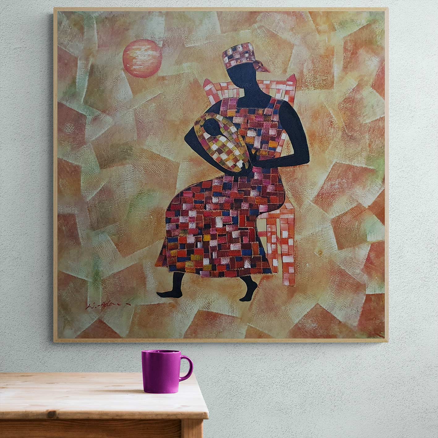 Cuadro África Madre 80x80 cm