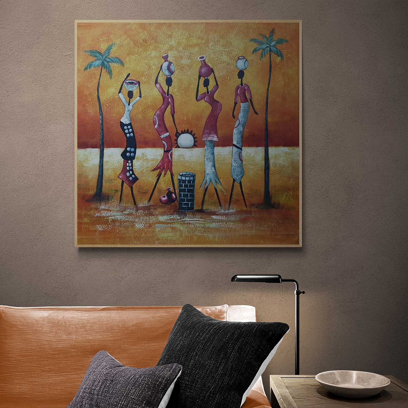 Cuadro Africanas Pozo 80x80 cm