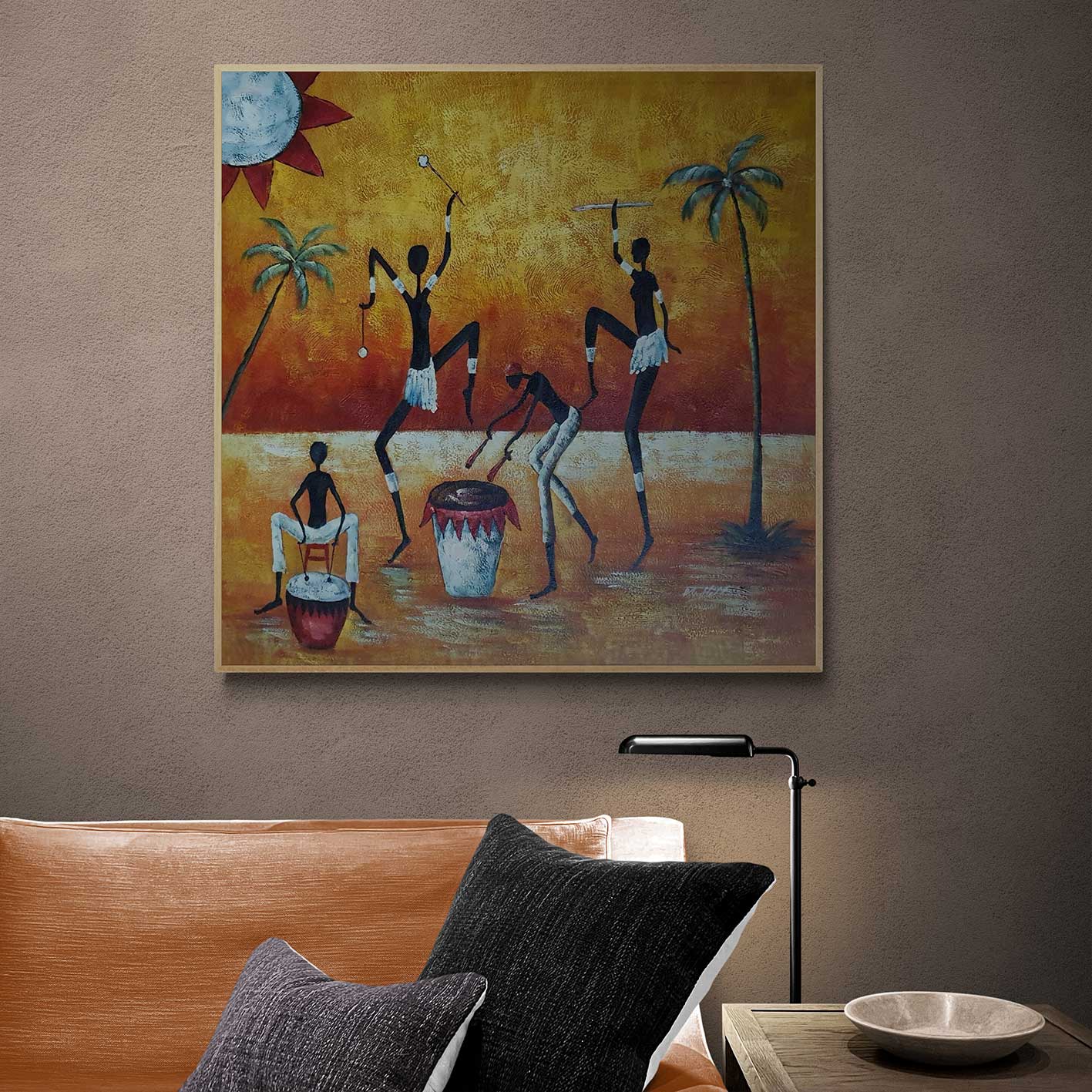 Cuadro Africanos Danza I  80x80 cm