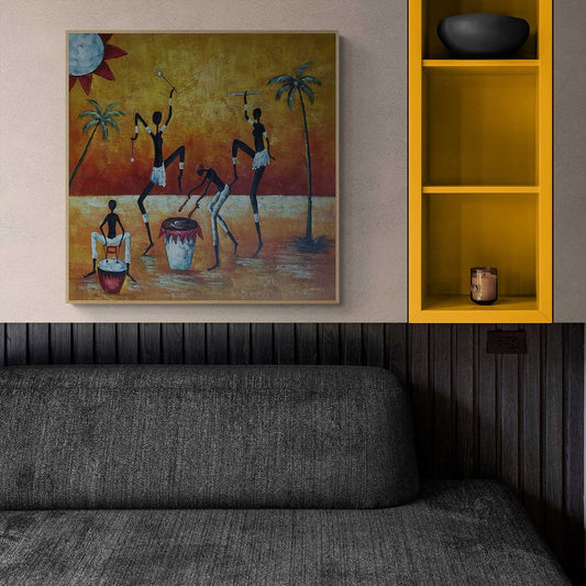 Cuadro Africanos Danza I  80x80 cm