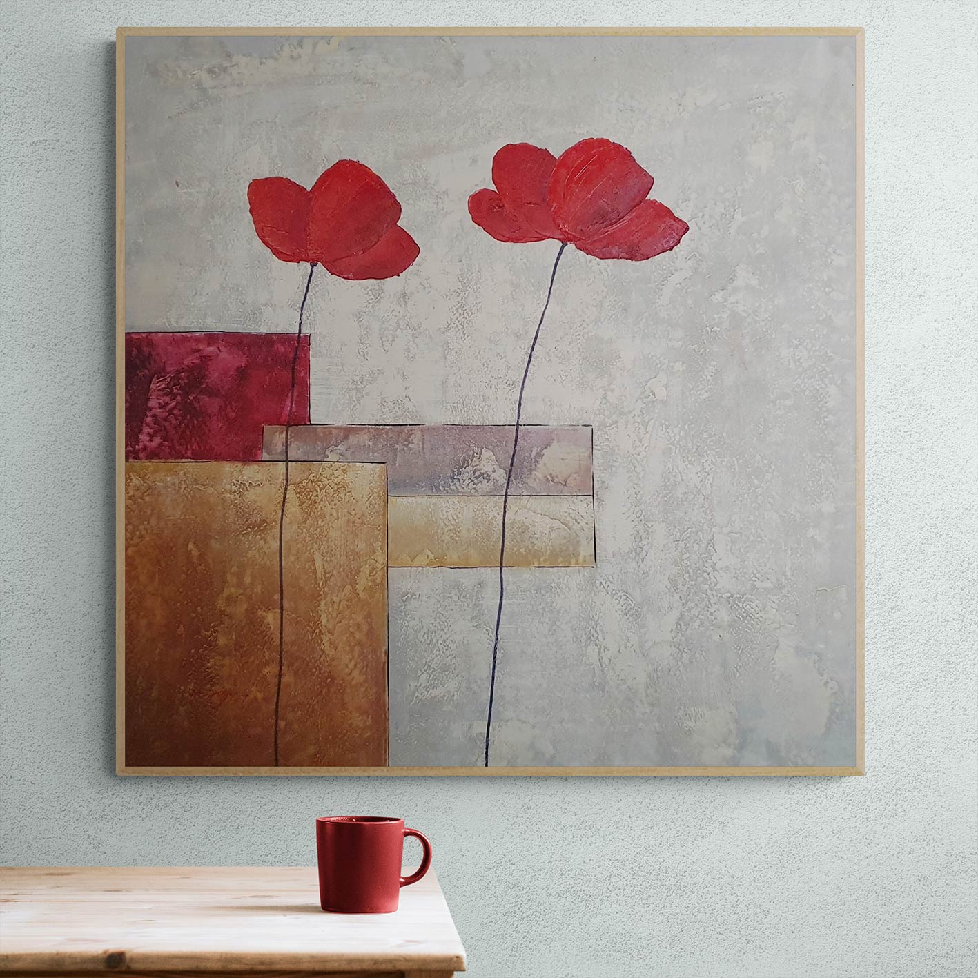 Cuadro Amapola Roja 80x80 cm