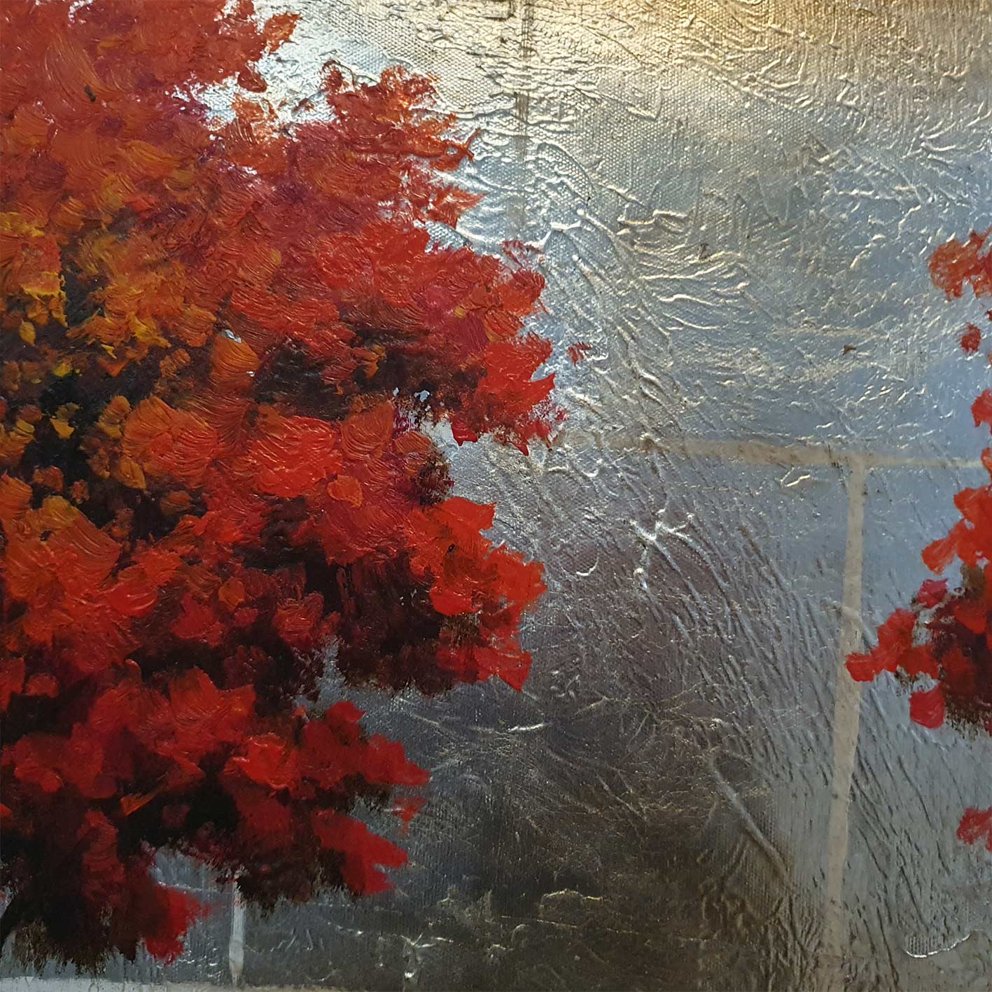 Cuadro Arboles Decoración Plata Texturas