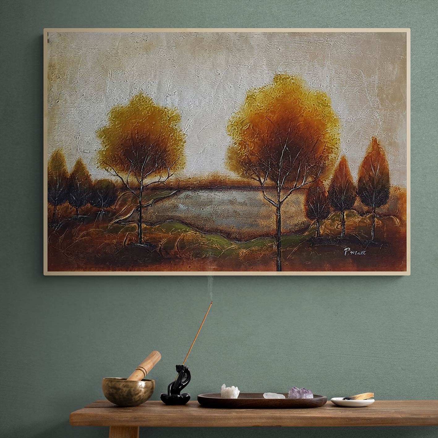 Cuadro Arboles Plata Oro 90x60 cm