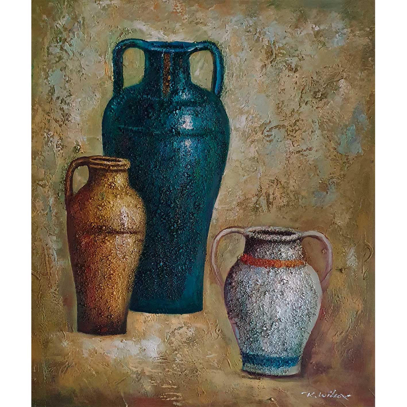 Cuadro Bodegon Anforas 50x60 cm