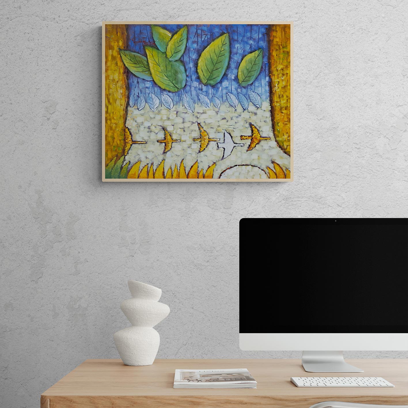 Cuadro Aves Paz  60x50 cm