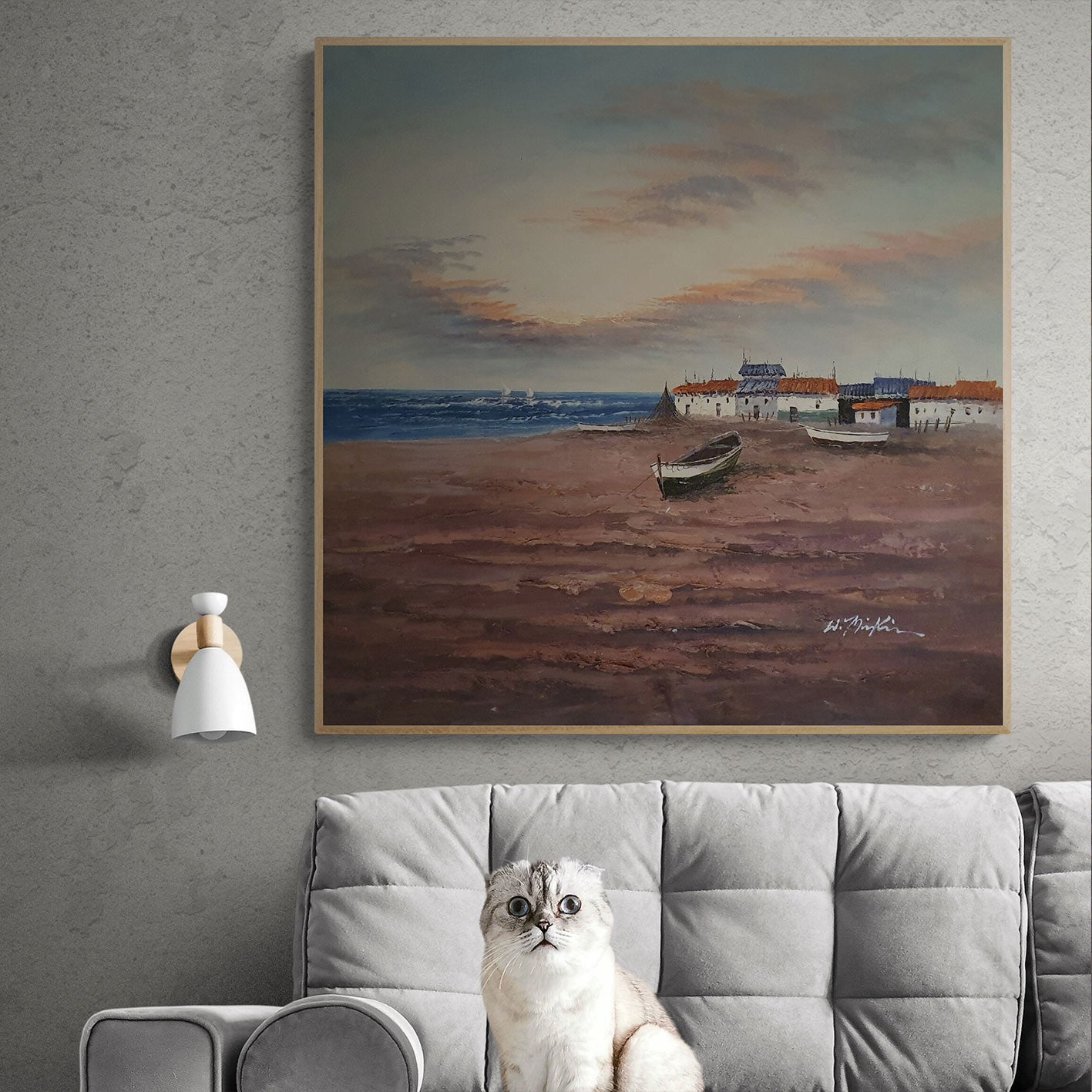Cuadro Barca Playa II  80x80 cm