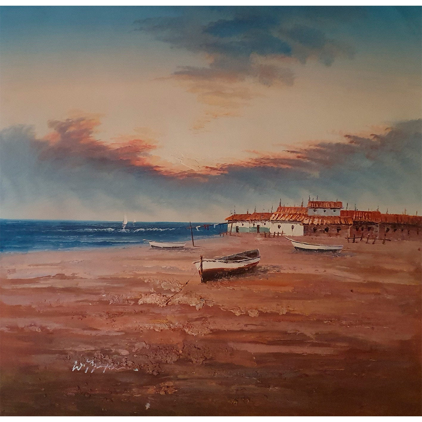 Cuadro Barca Playa I 80x80 cm