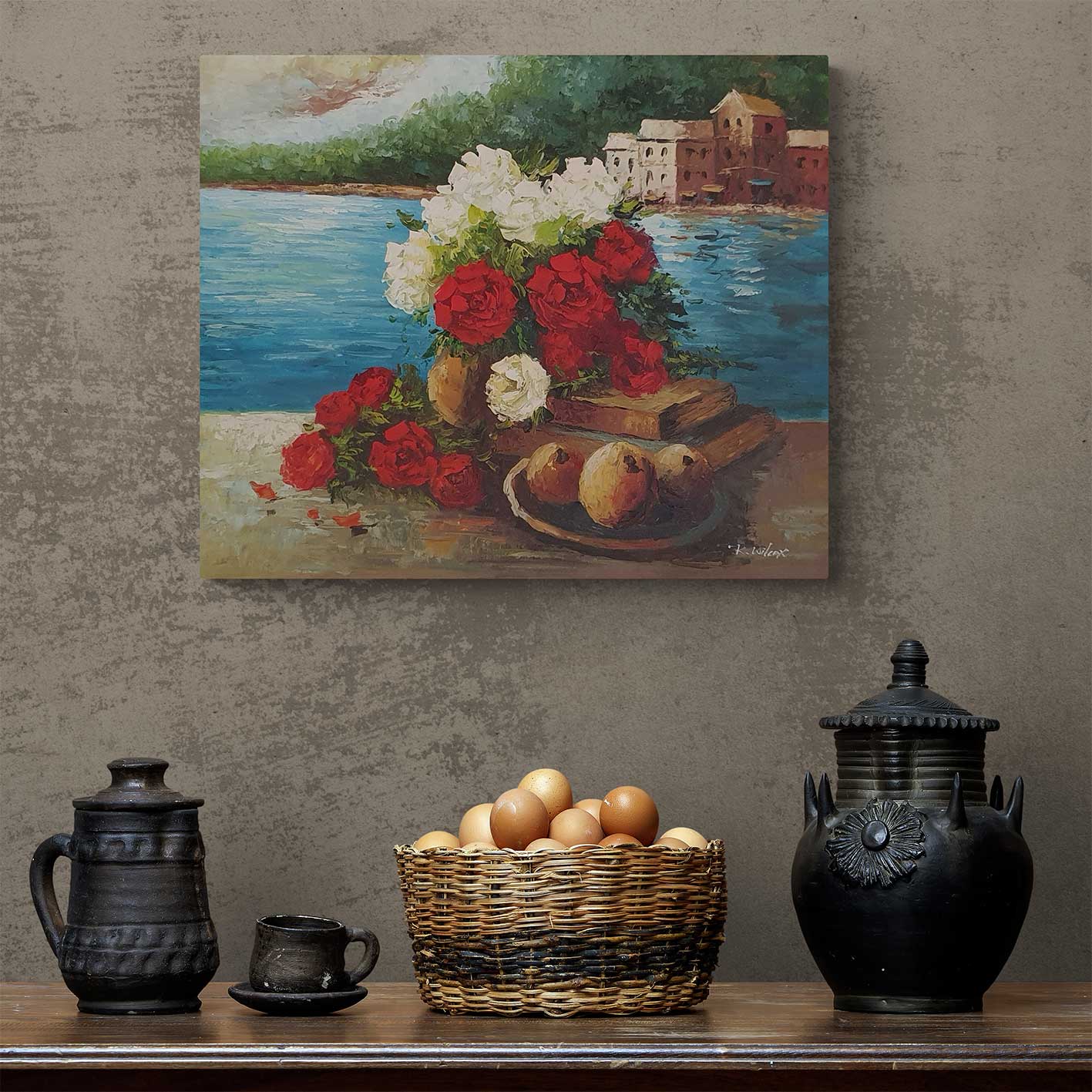 Cuadro Bodegon Rosas 60x50 cm