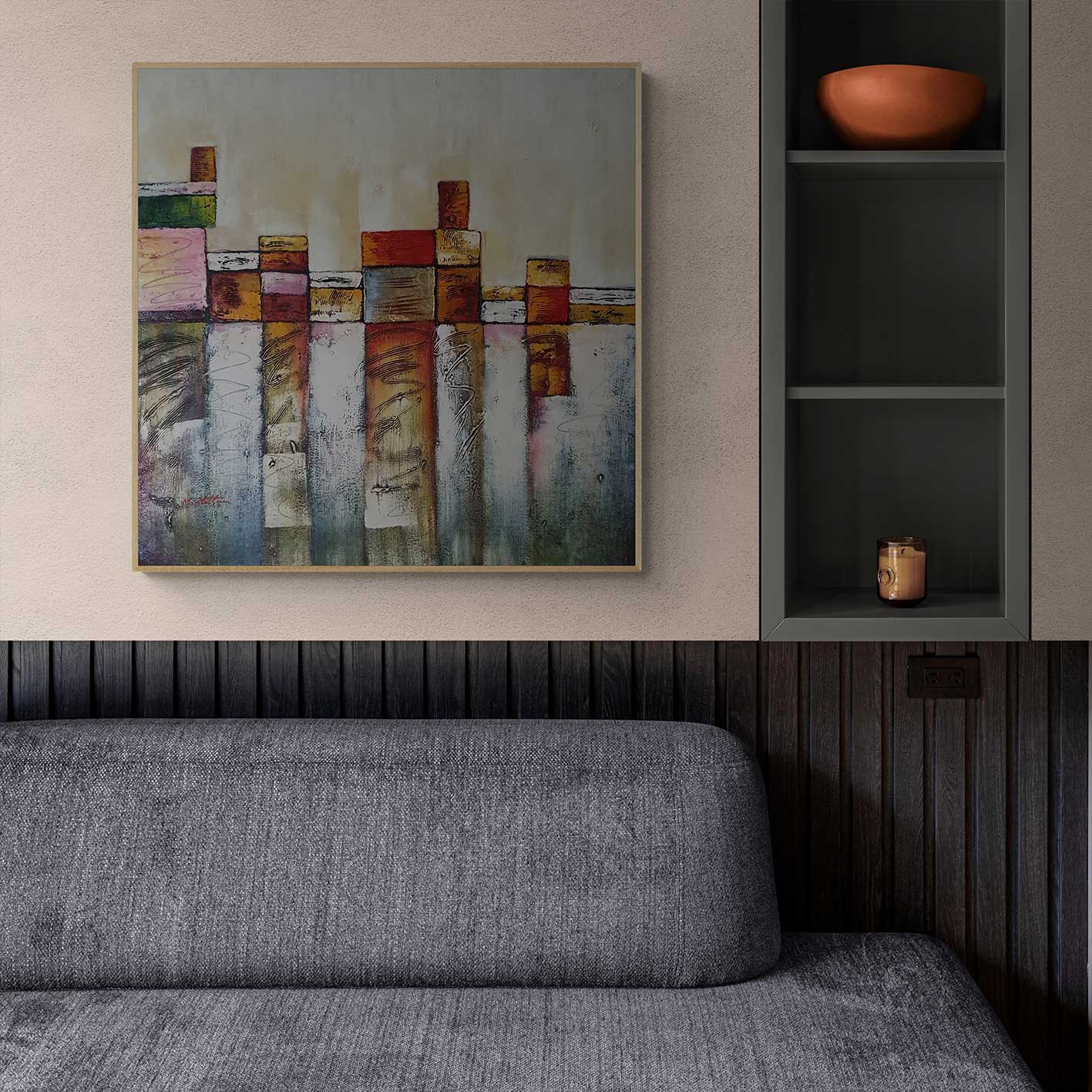 Cuadro Ciudad Moderna II 80x80 cm
