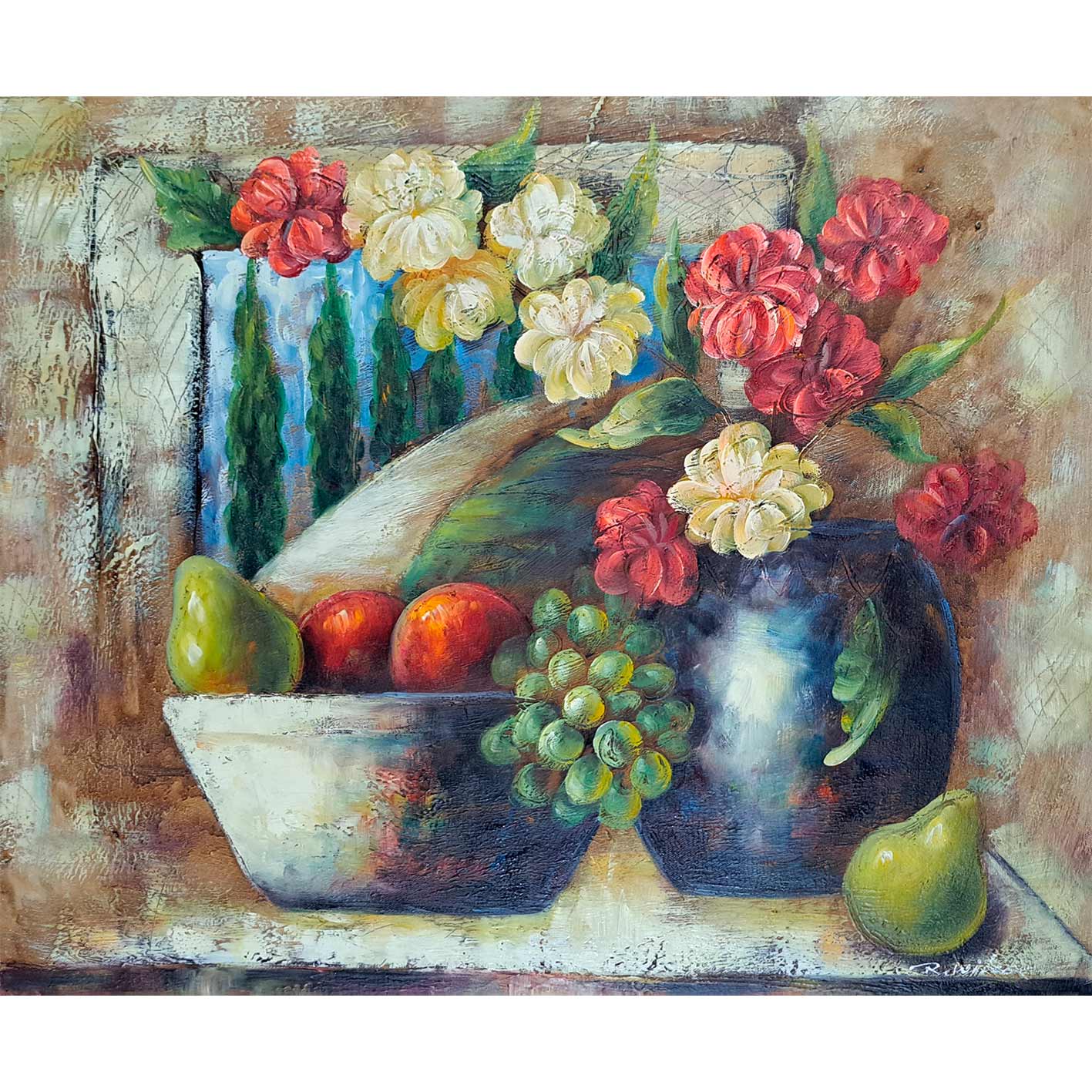 Cuadro Oleo Diptico Bodegon Floral  60x50 cm [2 piezas]