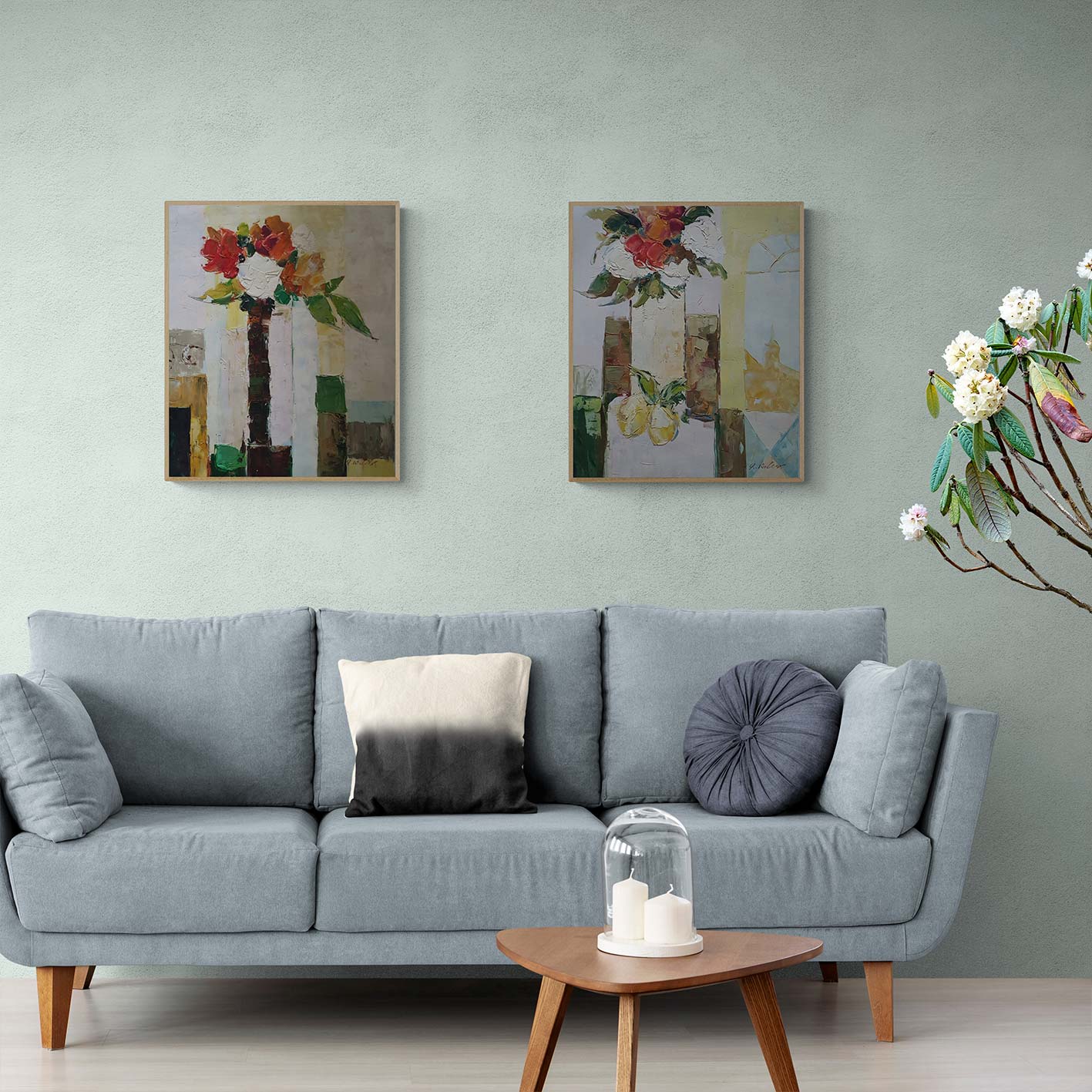 Cuadro Diptico Jarron Limon 50X60 cm [2 piezas]