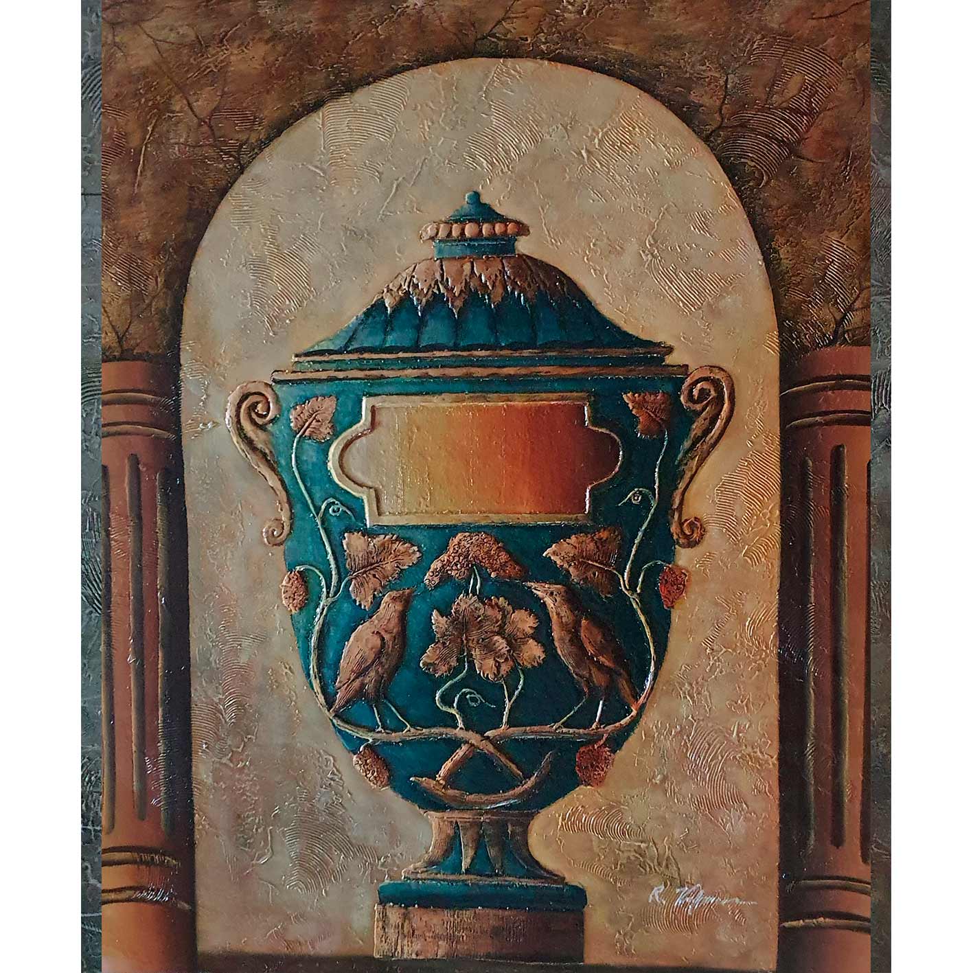 Cuadro Diptico Jarron Relieve III 50X60 cm [2 piezas]