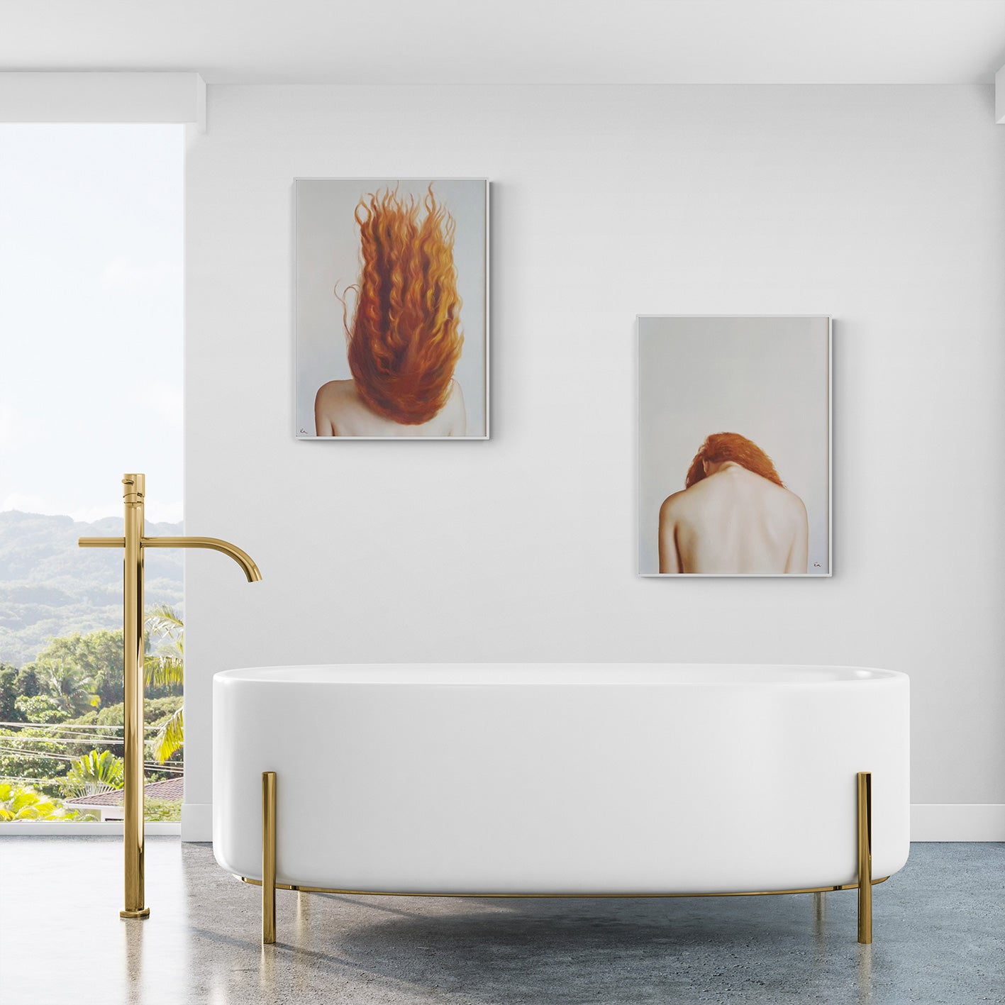 Cuadro Diptico Pelirroja 60x80 cm [2 Piezas]