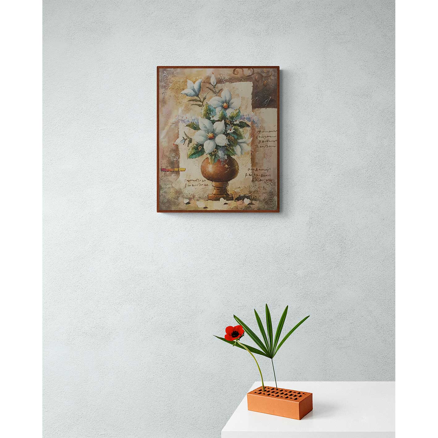 Cuadro Flores Jarron Decorativo  50x60 cm