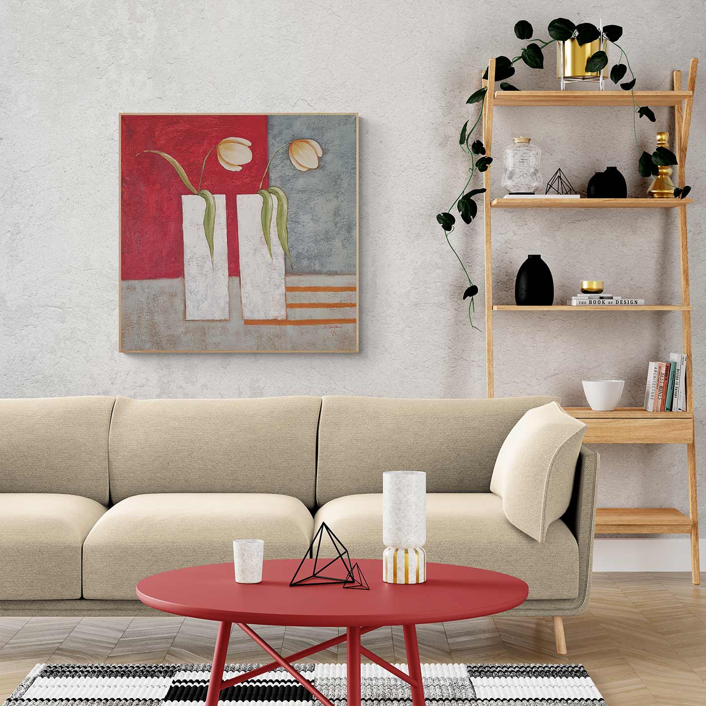 Cuadro Pintura Floral 100x100 cm