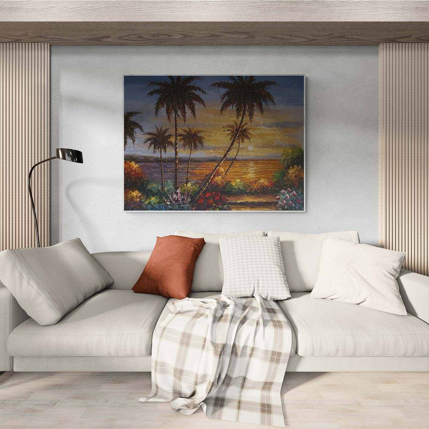 Cuadro Playa Con Palmeras 120x90 cm