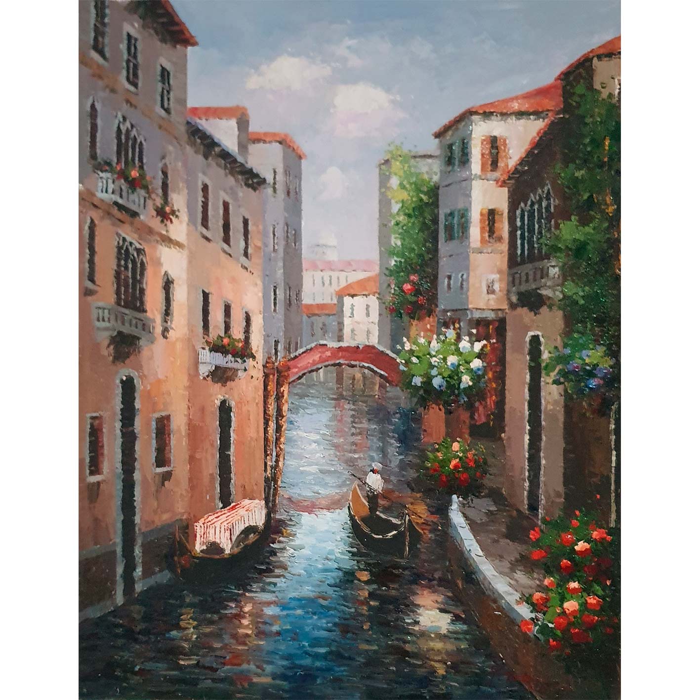 Cuadro Oleo Lienzo  Veneciano Puentes 90x120 cm