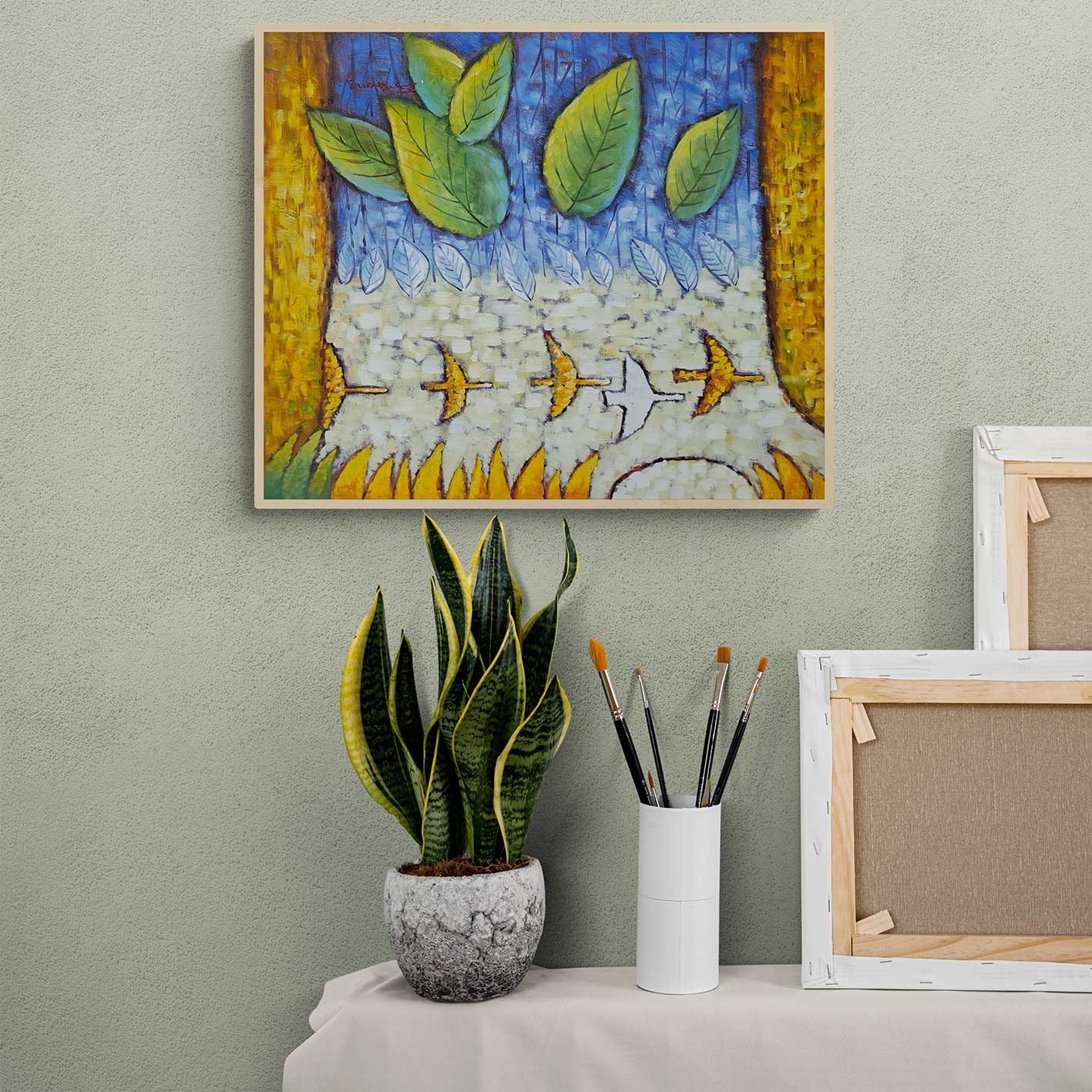 Cuadro Aves Paz  60x50 cm