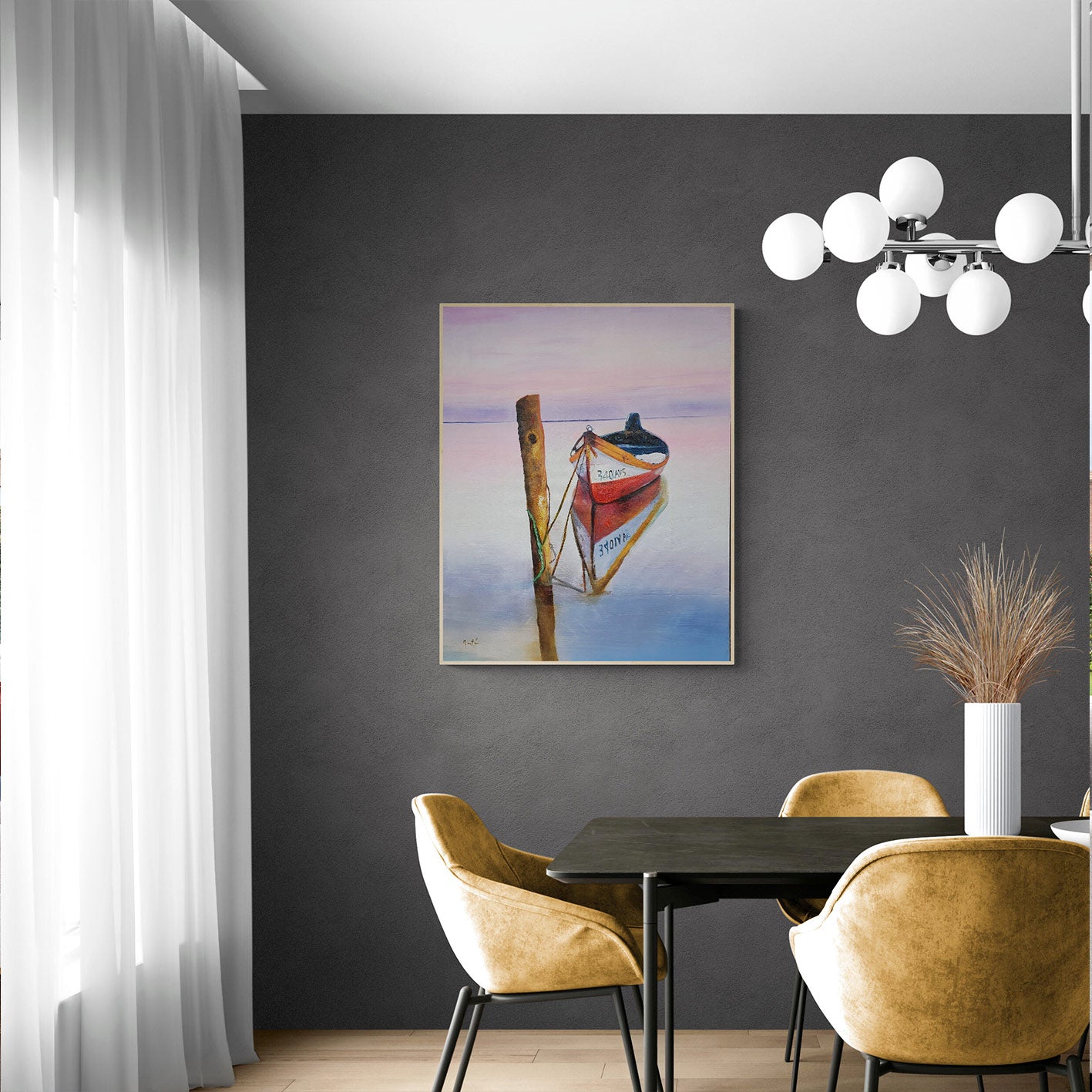 Cuadro Barca Amarrada  82x102 cm
