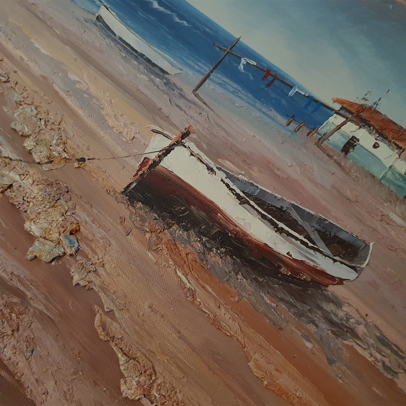 Cuadro Barca Playa I 80x80 cm