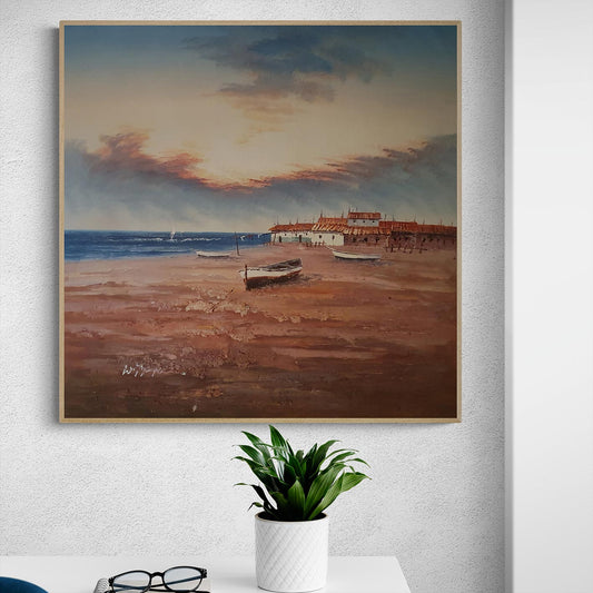 Cuadro Barca Playa I 80x80 cm