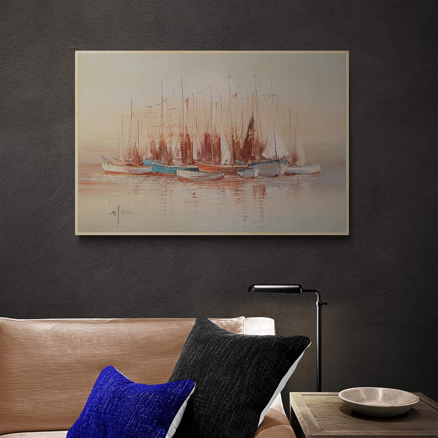 Cuadro Barcos Espátulas  90x60 cm