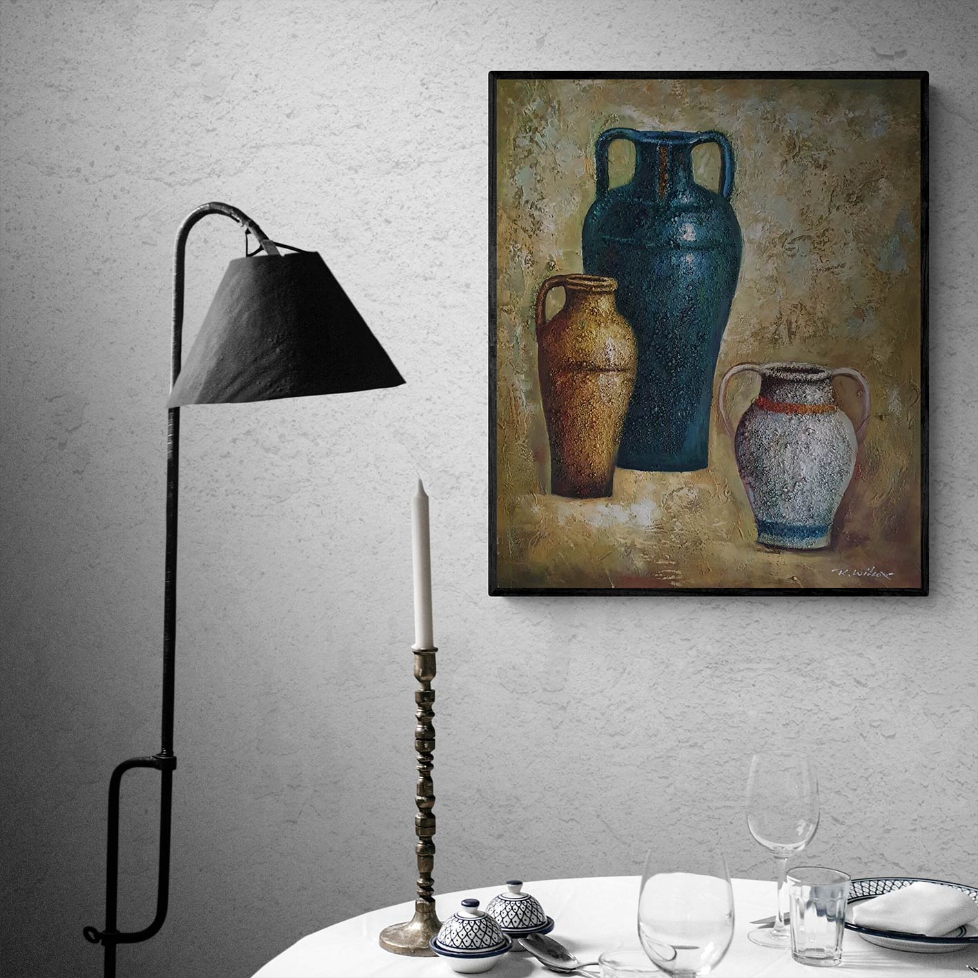 Cuadro Bodegon Anforas 50x60 cm