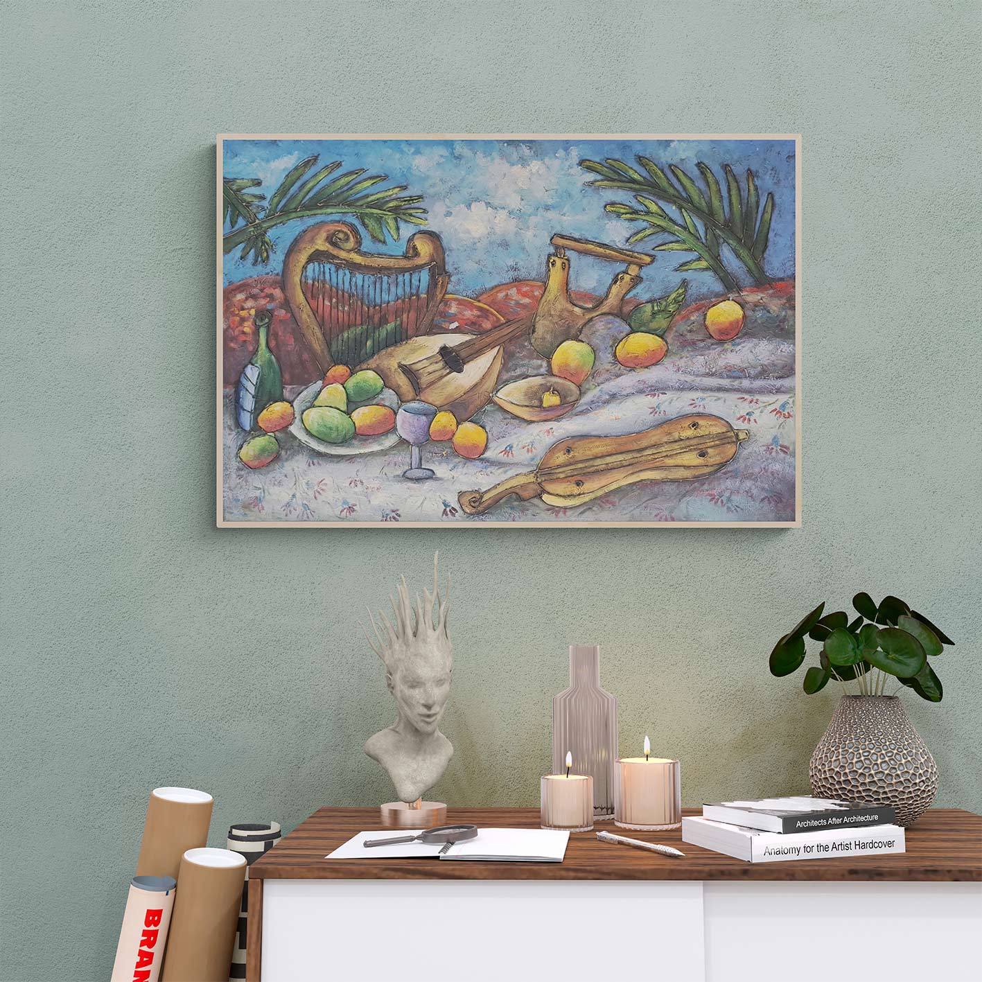 Cuadro Arpa Frutas 90x60 cm