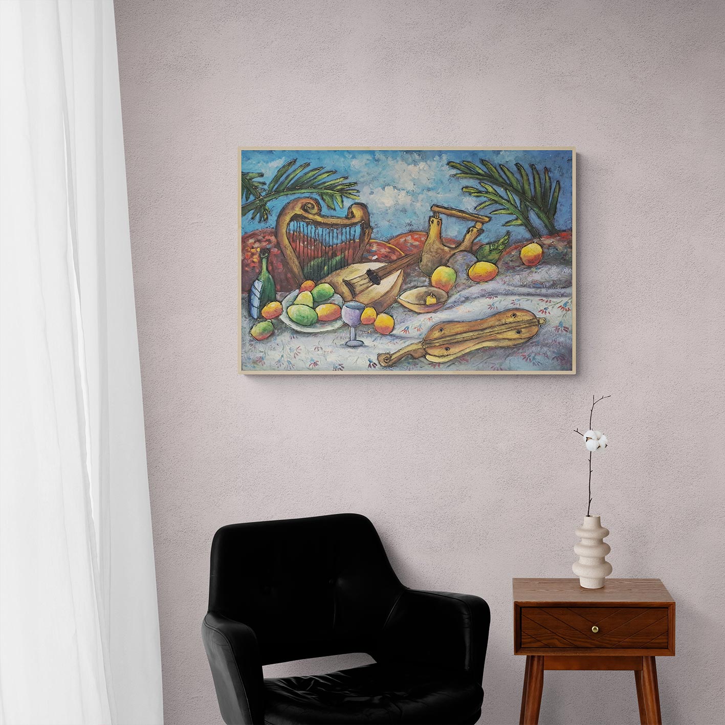 Cuadro Arpa Frutas 90x60 cm