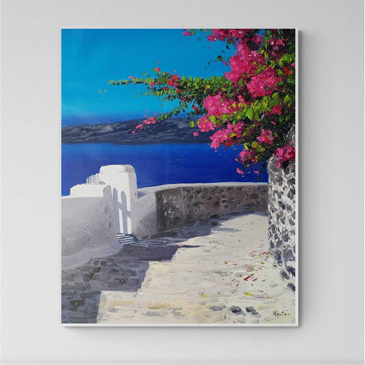 Cuadro Buganvilla y Mar 80x100 cm