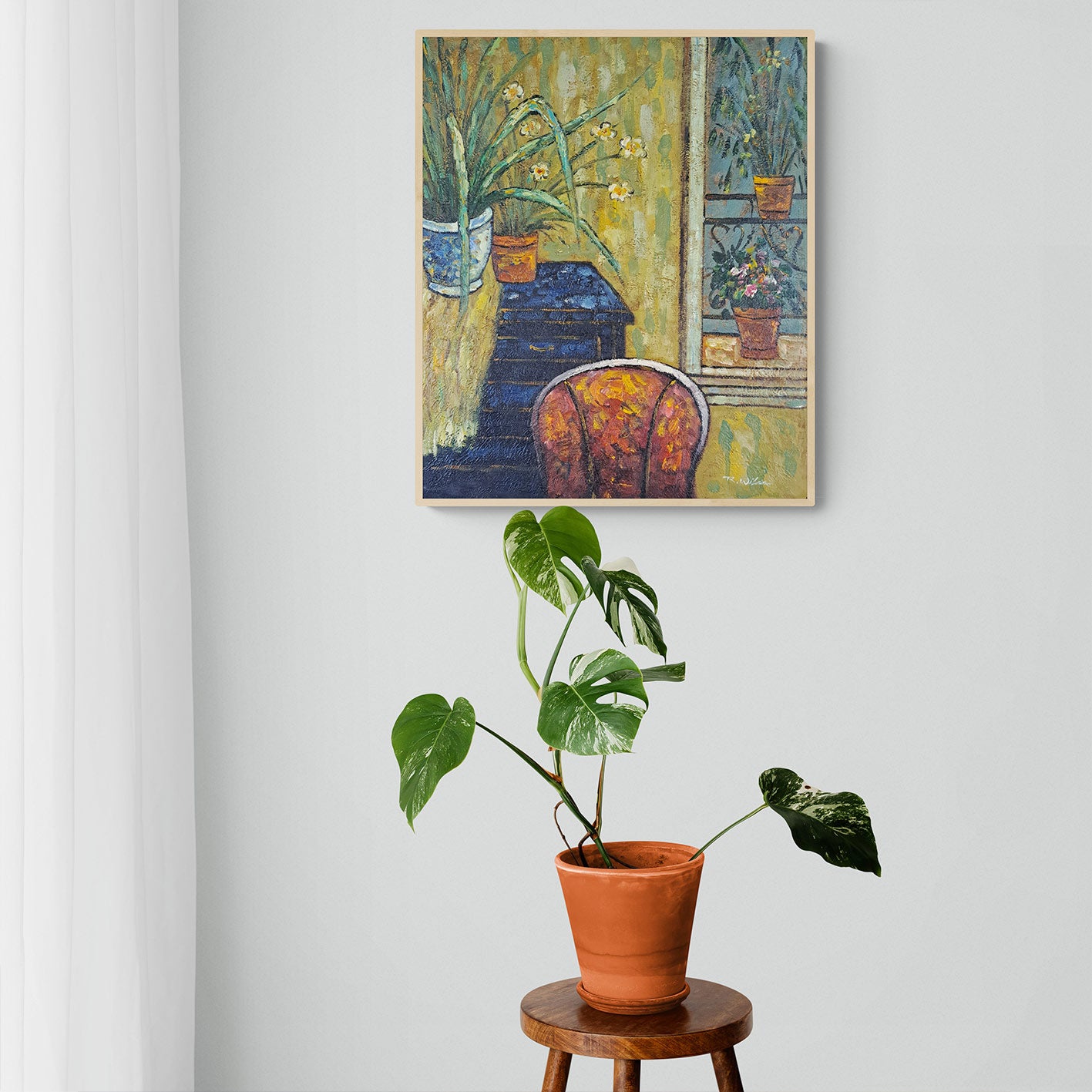 Cuadro Macetas Escaleras 50x60 cm
