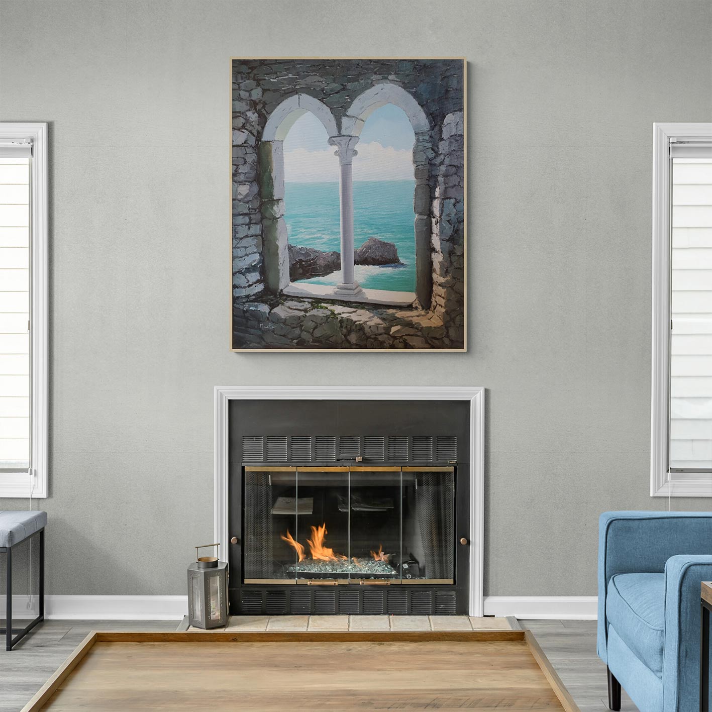Cuadro Ventana Mar y Roca 80x100 cm