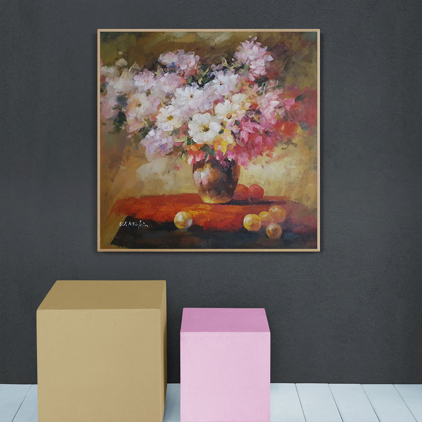 Cuadro Jarron Flores 80x80 cm