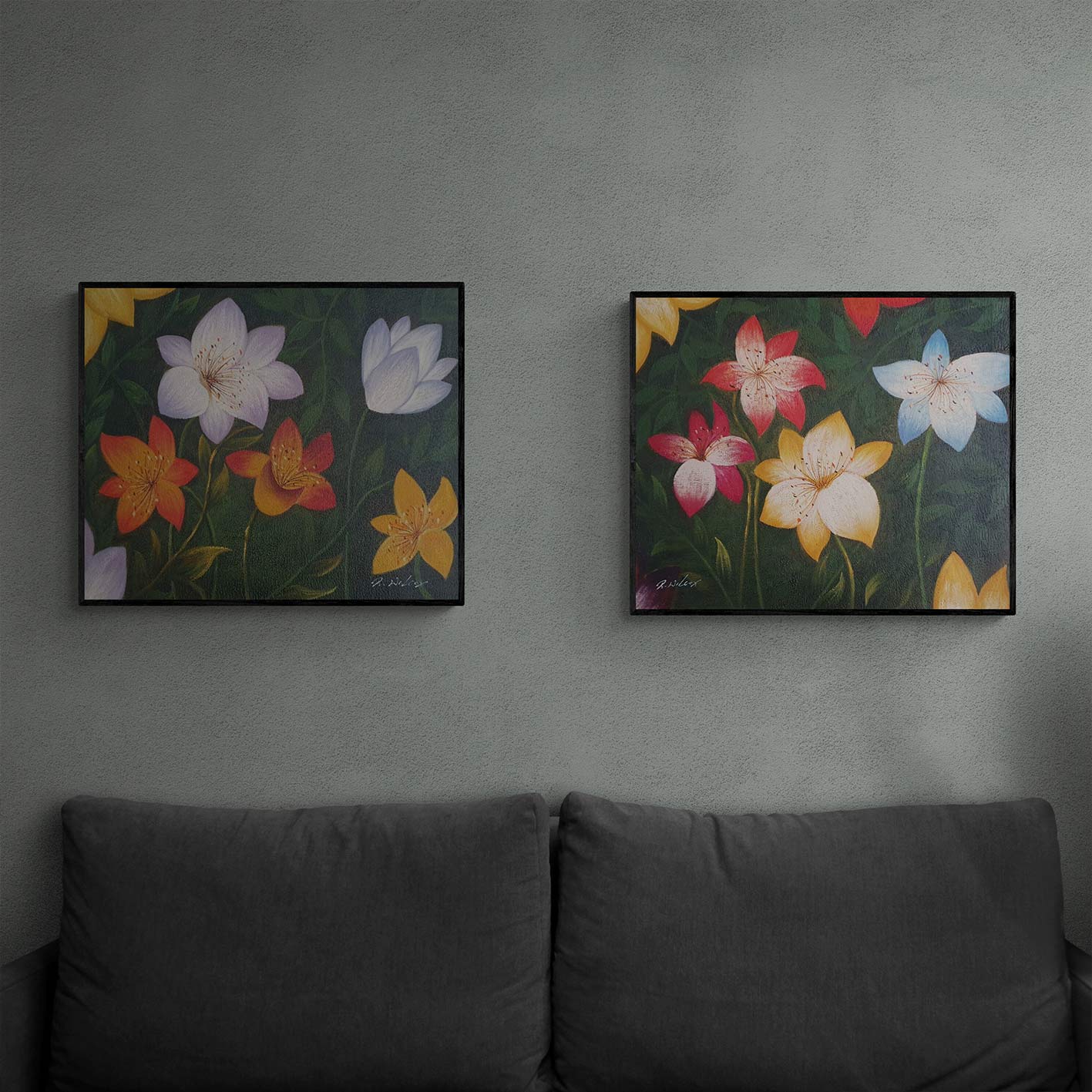 Cuadro Jardin Flores 50x60 cm [2 piezas]