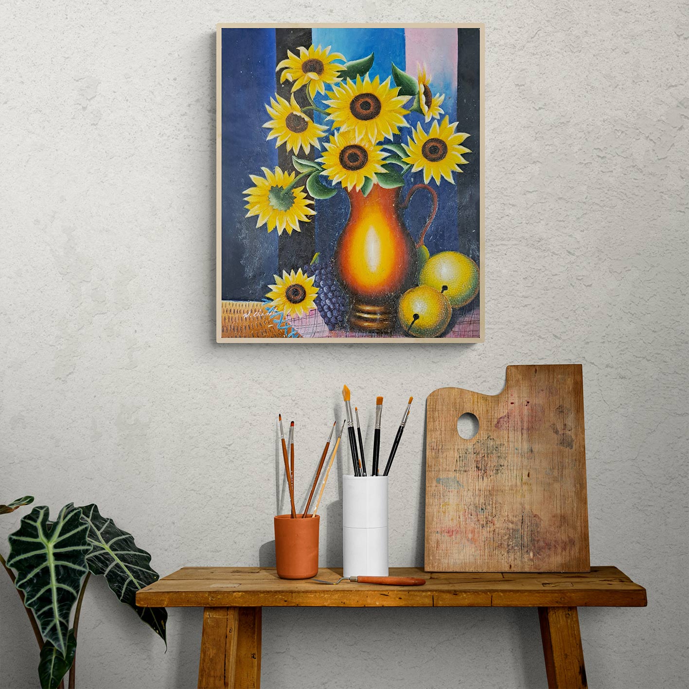 Cuadro Jarron Girasoles 50x60 cm