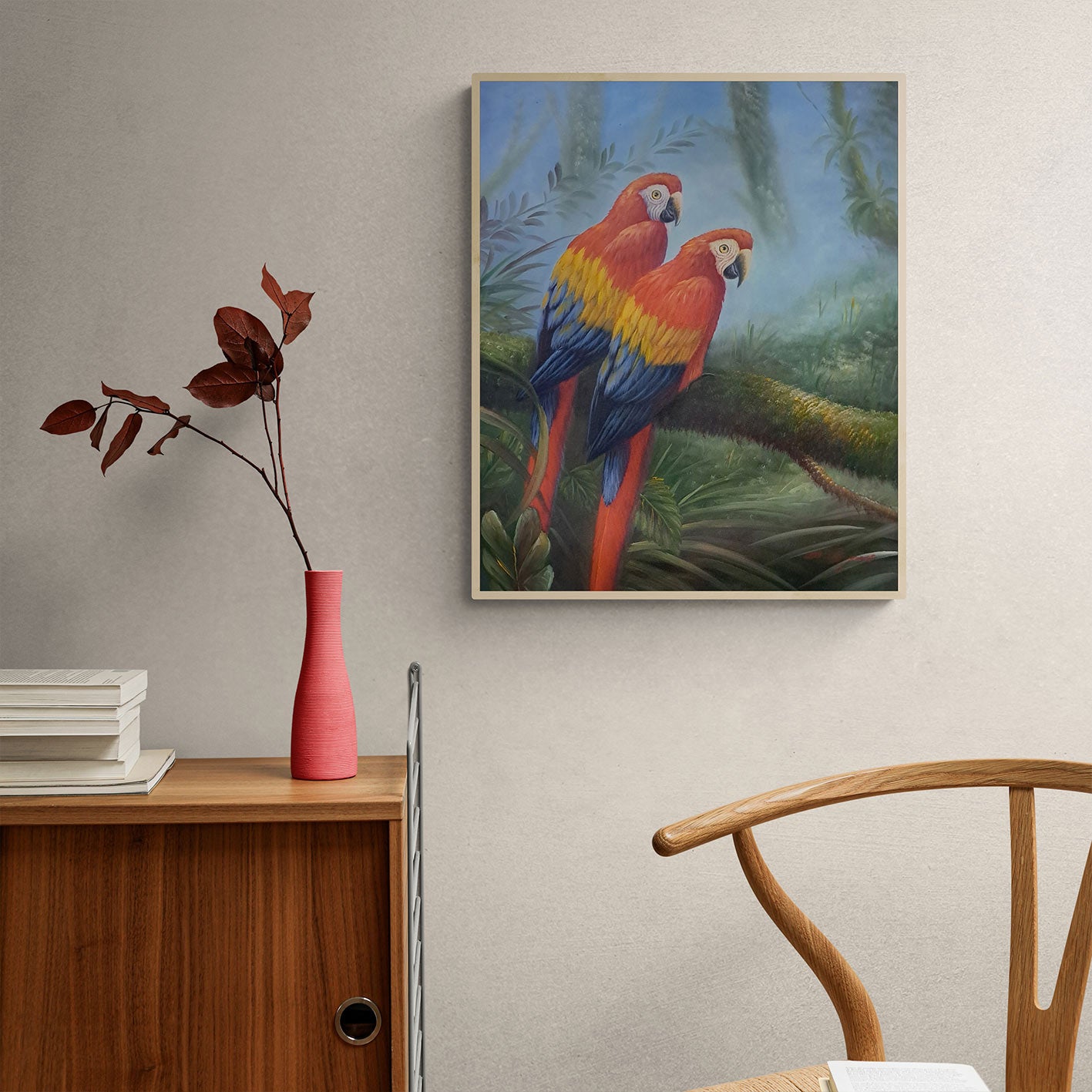 Cuadro Loros Rojos 50x60 cm