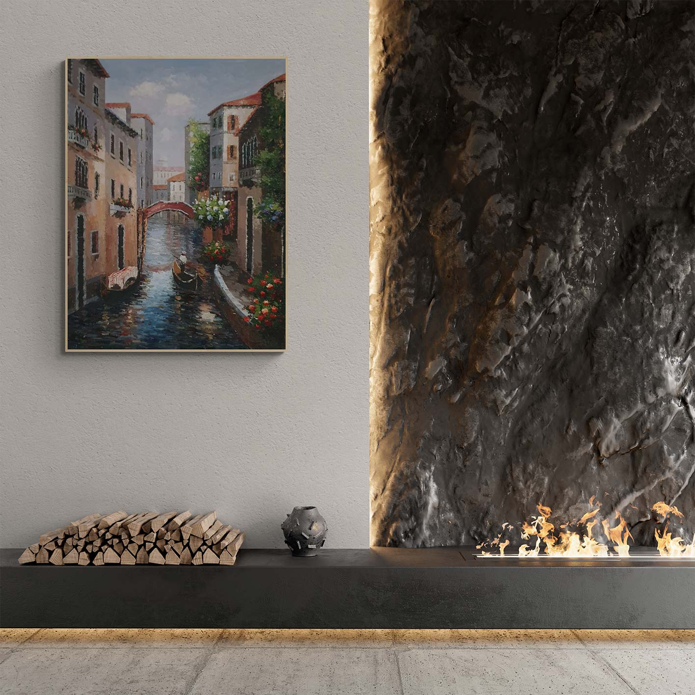 Cuadro Oleo Lienzo  Veneciano Puentes 90x120 cm