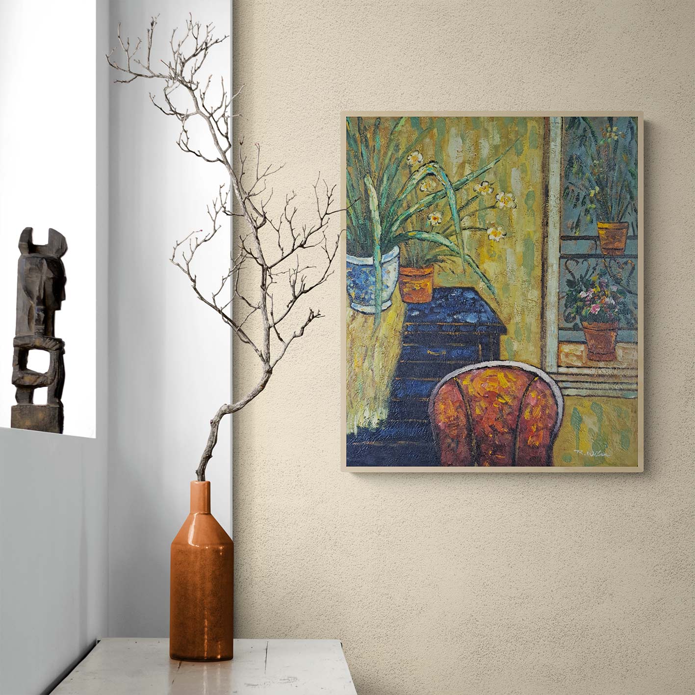 Cuadro Macetas Escaleras 50x60 cm