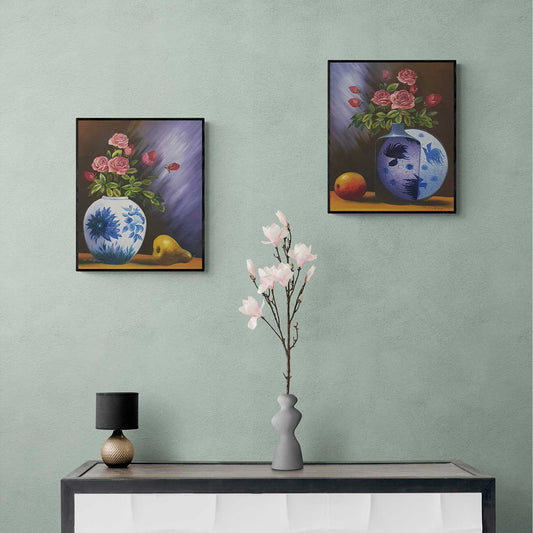 Cuadro Diptico Flores Fruta  50x60 cm [2 piezas]
