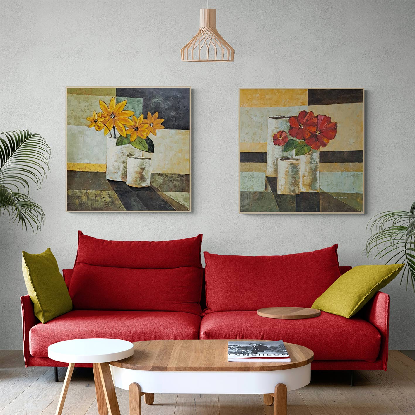 Cuadro Diptico Flores Intenso 80x80 cm [2 piezas]