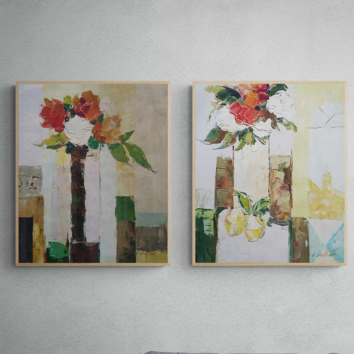 Cuadro Díptico Jarrón Limón 50X60 cm [2 piezas]