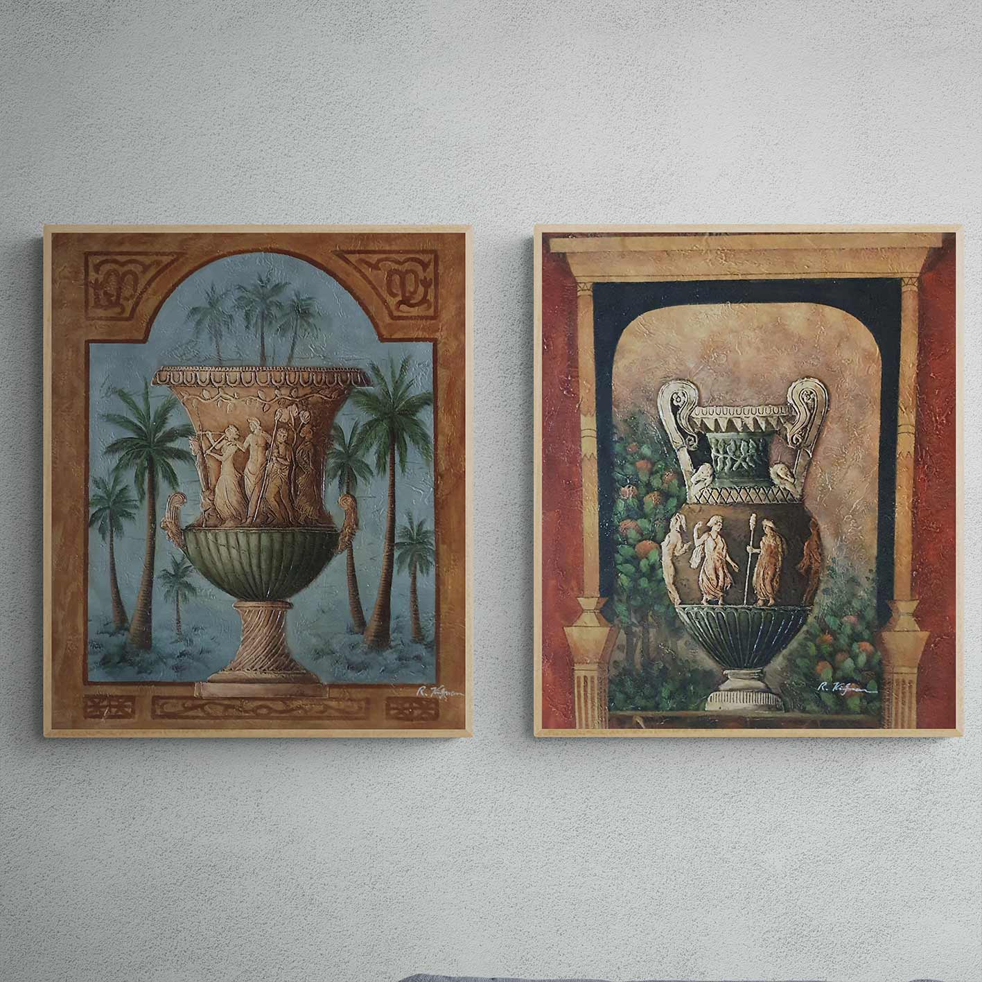 Cuadro Díptico Jarrón Relieve I  50X60 cm [2 piezas]