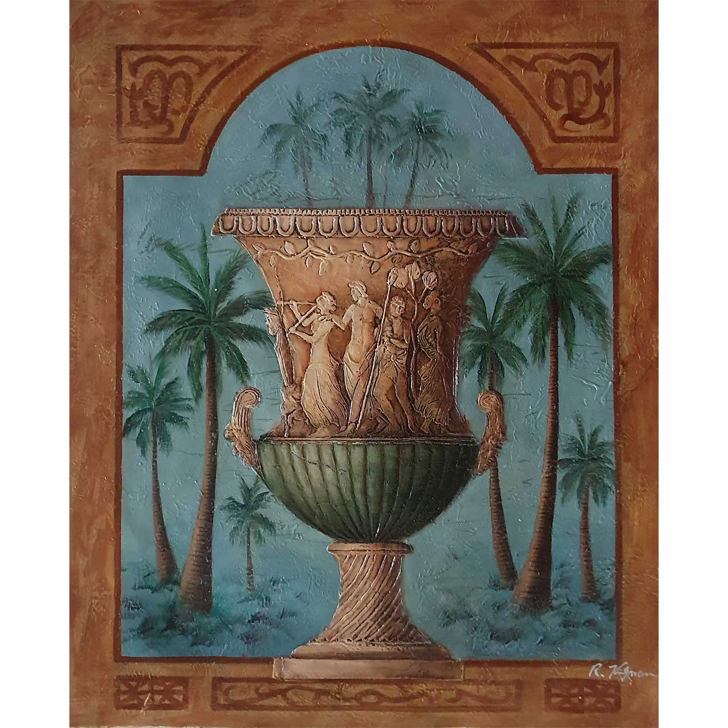 Cuadro Diptico Jarron Relieve I  50X60 cm [2 piezas] Pintura Oleo