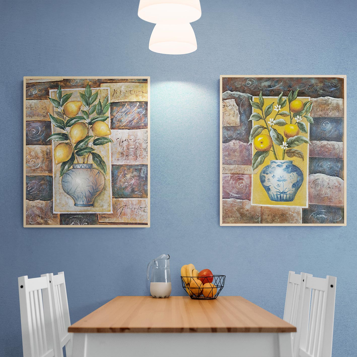 Cuadro Diptico Limones Naranjas 50X60 cm [2 piezas]