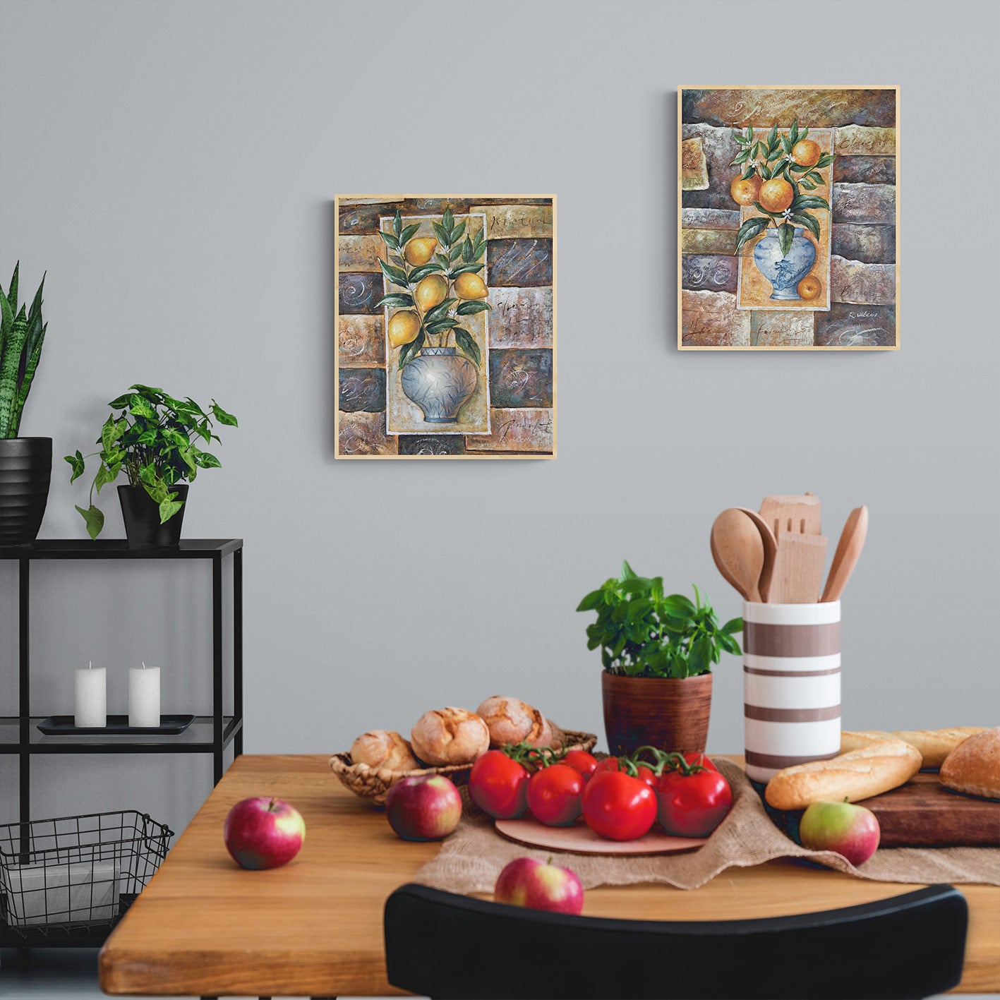 Cuadro Diptico Limones Y Naranjas 50X60 cm [2 piezas]